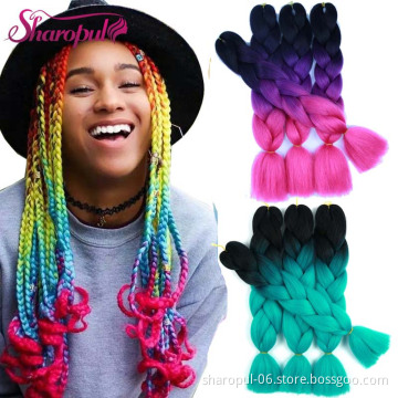 Sharopul Ombre Braiding Hair Extensions 24inch 41inch 82inch Synthetic Jumbo Crochet Hair Extension